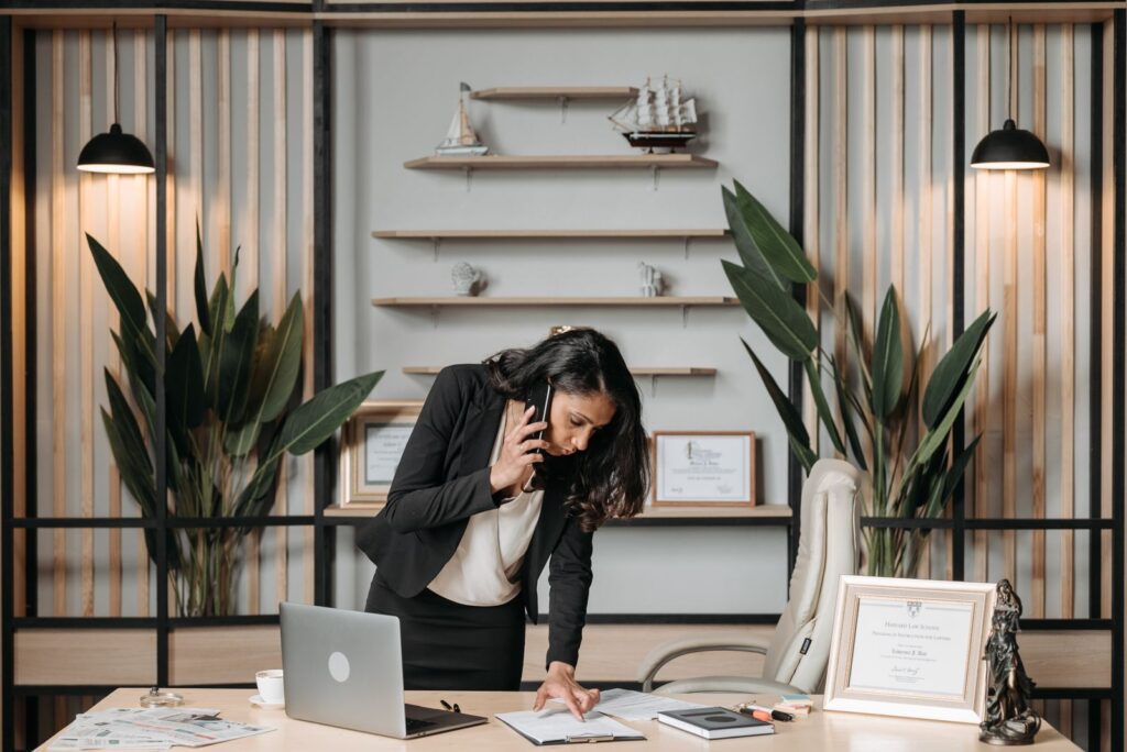 Lawyer reviewing corporate legal documents